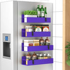 HuggieGems 4 Pack Magnetic Spice Storage Rack Organizer for Refrigerator and Oven, Purple Fridge Organizers and Storage by HuggieGems
