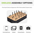 Prosumer's Choice Bamboo Charging Station for Multiple Devices - Wood Device Dock, Organizer Suitable Apple & Android Cell Phone, Tablet, iPad Cables Not Included, Metal & Bamboo Black - Image 5