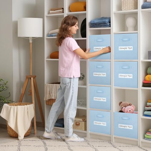 Fabric storage cubes (8 Pack) 13 Inch Cube Storage Bin, cube organizer bins with 8 Labels Window Cards & a Pen,Foldable cube organizer bins and Storage Box,Pastel Blue - Image 5