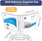 10-Pocket Expandable Desk Reference Organizer with Heavy-Duty Stable Base, Desktop Display System for Desk or Wall Mount, 10 Double-Sided Panels & 10 Index Tabs for A4/Letter Size, White - Image 2