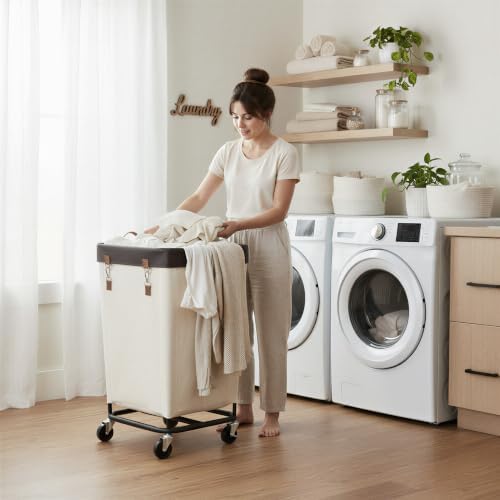 StorageWorks 160L Laundry Basket with Wheels, Rolling Hampers for Clothing - Image 2