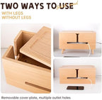 Natural Beechwood Large Cable Management Box for Power Strip & Cord Hider - Image 2