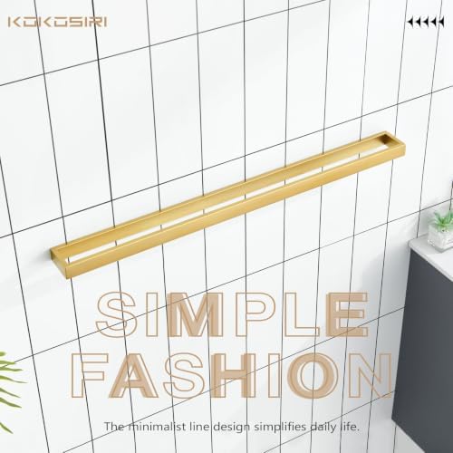 KOKOSIRI Towel Bar Brushed Gold Bath Towel Holder 32 Inch Kitchen Towel Hanger Rack Stainless Steel Bathroom Hardware Wall Mounted, 1 Pack B4008BG-L32 - Image 3