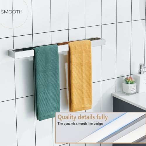 KOKOSIRI Towel Holder Chrome Bath Towel Bar Rack 24-Inch Kitchen Holder Polished Stainless Steel for Bathroom Hardware Wall Mounted, 1 Pack B4008CH-L24 - Image 4