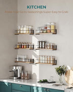 OROPY Wooden Spice Rack Wall Mounted, Over the Stove, Kitchen Wall, 4 Pack - Image 3