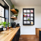 12 Grid coffee mug display shelf, 17x25" Wooden cup shelf for wall, Black - Image 4