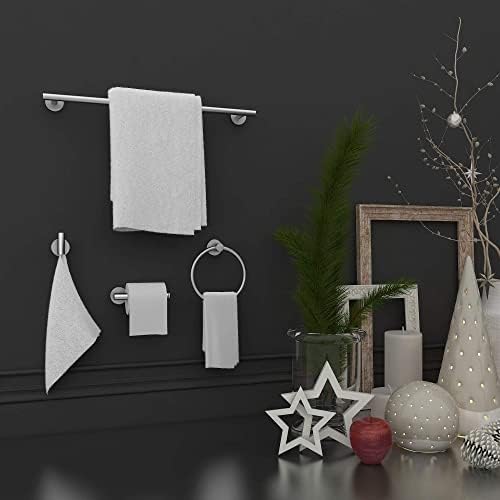 Marmolux ACC Bathroom Hardware Set - 4 Pieces Wall Mount Accessories - Towel Hooks, Hand Towel Holder, Towel Ring, Toilet Paper Holder - Made of SUS 304 Stainless Steel with Brushed Finish - Image 6