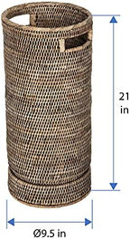 Kouboo La Jolla Round Rattan Umbrella Stand with Water Catch Black-Wash - Image 5