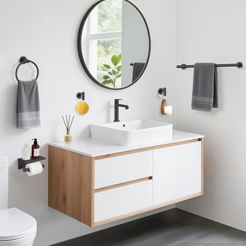 TURS Matte Black 5-Piece Bathroom Hardware Set Towel Bar Set SUS304 Stainless Steel Towel Racks for Bathroom Wall Mounted, 23.6-Inch - Image 6