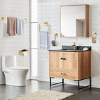 TQKAG 5-Pieces Brushed Gold Bathroom Hardware Accessories Set 23.6" SUS304 Stainless Steel Towel Bar Set Wall Mounted Square Toilet Paper Holder with Shelf - Image 7