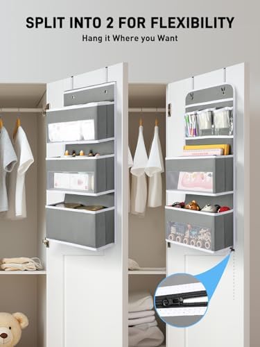 Yecaye Over the Door Storage Organizer for Nursery Closet 6 Tier Grey - Image 2