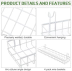 Blulu 4 Pcs Grid Wall Shelf Panel Basket, 15.75 x 3.94 x 1.97 Inch, White - Image 4
