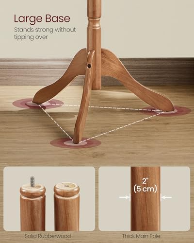 VASAGLE Freestanding Coat Rack, Rubber Wood Coat Tree with 10 Hooks - Image 4