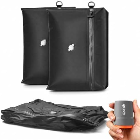 SUOCO Travel Pack Vacuum Kit, Vacuum Seal Bags for Clothing Travel with Cordless Pump, Carry-on Size Compression Packing Cubes for Luggage Suitcase Backpack, 2 Large by SUOCO