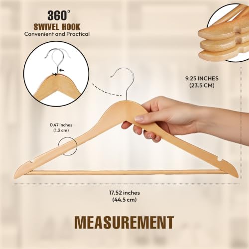 Utopia Home Wooden Hangers 90 Pack – Slim Suit Hangers Natural - Image 2