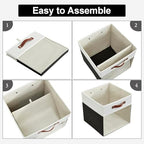 Bagnizer Storage Cubes, 4 Pack Linen Foldable Storage Bins (13 x 13 inch) with Clear Window and Handles, Fabric Organizer for Shelf Closet, Clothes, Books - (Black and White) - Image 3
