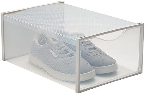 Simplify Set of 12 Stackable Shoe Boxes | Customizable | Fits Size 11 Shoes | Drop Front Design | Closet Storage | Sneakers | Heels | Clear and White - Image 5