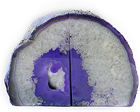 JIC Gem Dyed Purple Agate Geode Bookends Crystal Book Hold for Shelves - Image 2