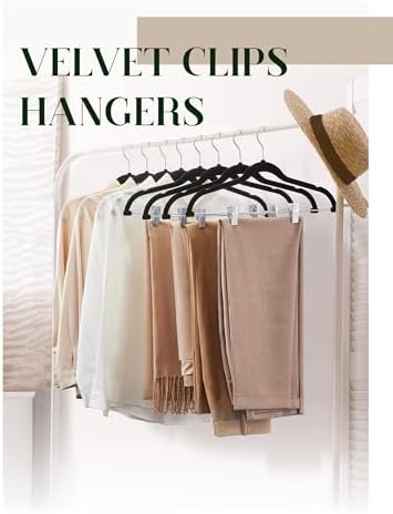 Cozymood Velvet Skirt Hangers 24 Packs Velvet Hangers with Clips - Black - Image 5