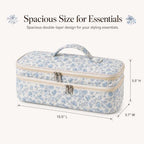 Quilted Hair Tools Travel Bag, Double-Layer Carrying Case for Hair Styler & Attachments, Cute Portable Organizer with Handle for Hair Dryer Storage at Home or Travel - Image 3