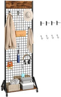 CHOEZON Grid Wall Panel, 2’ x 5.7’ Ft Floor Standing Gridwall Display Rack, Retail Display Stand, with 4 S-Shaped Hooks and 4 Garment Hooks for Entryway Kitchen Outdoor, Rustic Brown and Black TCJ27BF by Choezon