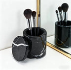 Black Marble Canister with Lid, Round Qtip Container, 3 diam x 3.5 ht Inch Sturdy Storage Jar, Bathroom Essentials Marble Canister for Cotton Balls, jewelry, Bath Salt - Image 7