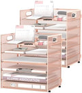 Daltack 6-Tier Paper Organizer for Desk with Handle, Rose Gold, 2 Pack by DALTACK
