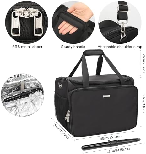 MONSTINA Professional Hairdressing Bag,Hairstylist Travel Bag,Cosmetics Beauty Hairdresser Bag with Shoulder Strap,Hair Makeup Salon Organizer Bag for Barber Insulation Material - Image 5