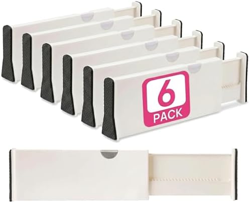 6 Drawer Organizer and Dividers, Organize Silverware and Utensils in Home Kitchen, Divider for Clothes in Bedroom Dresser, Designed to Not Snag Underwear and Bra Fabrics, Bathroom Storage Organizers by BerryAve