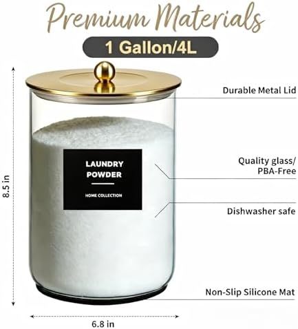 1 Gallon Glass Laundry Detergent Dispenser,Laundry Room Organization-1 Gold - Image 5