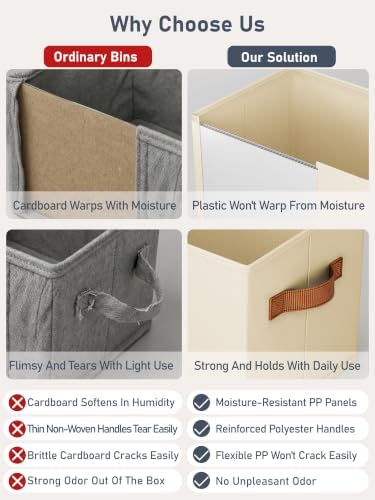 DIMJ 10 Pack Large Closet Storage Baskets Bins for Shelves, Collapsible Fabric Closet Organizers and Storage with Polyester Handles, Decorative Baskets for Organizing Clothes, Linen Closet 16x12x10 - Image 4