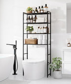 4-Tier Over The Toilet Storage Rack, Bathroom Organizer with One-Piece Metal Mesh Shelves, Over Toilet Shelf with Adjustable Feet & Anti-Tip Kit, Space-Saving Bathroom Storage, Black by Unknown