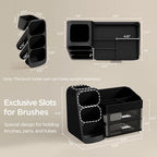 HBlife Cologne Organizer for Men Makeup Organizer with Brush Holder for Vanity, Large Plastic Bathroom Countertop Organizer Skin Care Storage, Fathers Day Gift for Dad Husband, Black - Image 3