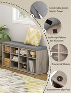 DINZI LVJ Shoe Storage Bench with Cushion, 40.9" Cubby Shoe Rack, 12-Cubby - Image 4