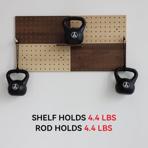 Wooden Pegboard Modular Display Organization Storage Wall Hooks Shelf (Two Colored Finish-B-4) - Image 5