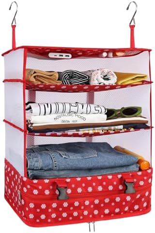 Surblue Hanging Closet Storage Bag Collapsible 3-Shelf Washable Oxford Fabric with 2 Hooks (XL 17.71 * 11.81 * 20in, Snow) by SURBLUE