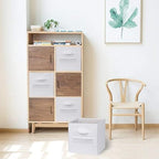 13x13x13 storage cube bins (Set of 10) Fabric storage cubes with 10 Labels Window Cards & a Pen, storage cubes 13x13, Collapsible 13 inch cube storage bins, Cubby Organizer Boxes, White - Image 6