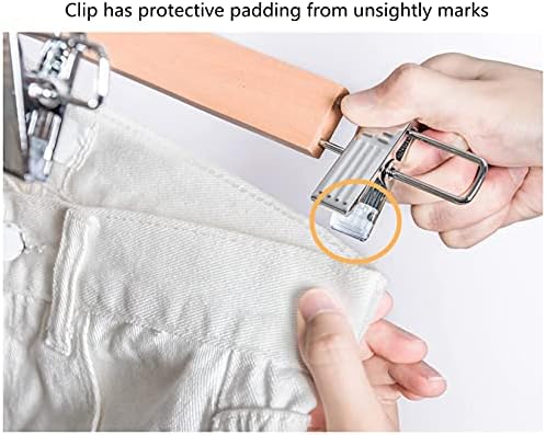 Amber Home 24Pack Wooden Pant Hangers with Adjustable Clips, 14.17" Natural - Image 5