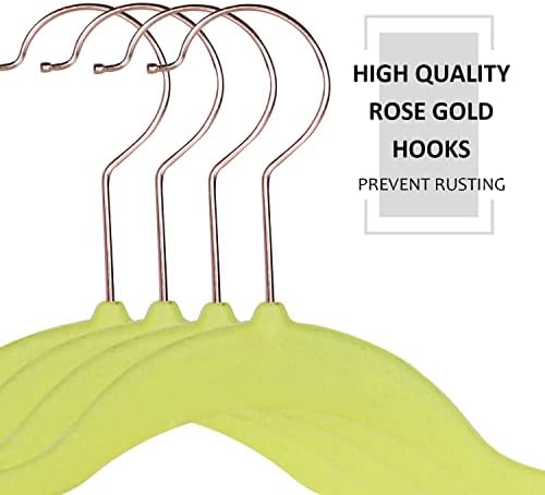 VECELO Premium Velvet Clothes Hangers Suit Heavy Duty (60 Pack)-Non Slip & Space-Saving with 8 Finger Clips & Tie Rack Excellent for Men and Women,Yellow - Image 3