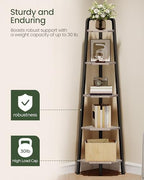 CHOEZON Corner Shelf, 5-Tier Ladder Corner Shelf, Ladder Bookshelf, 59.6" Tall Vertical Display Stand, Metal Frame Bookshelf, for Living Room, Bedroom, Kitchen, Greige and Black TCJ20BG - Image 6