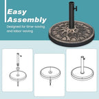 Tangkula 30 lbs Heavy Duty Umbrella Base, Round Parasol Holder with Adjustable Knob for Φ1.5-Φ1.9 Pole, Resin Umbrella Stand with Decorative Pattern, Easy Setup - Image 6