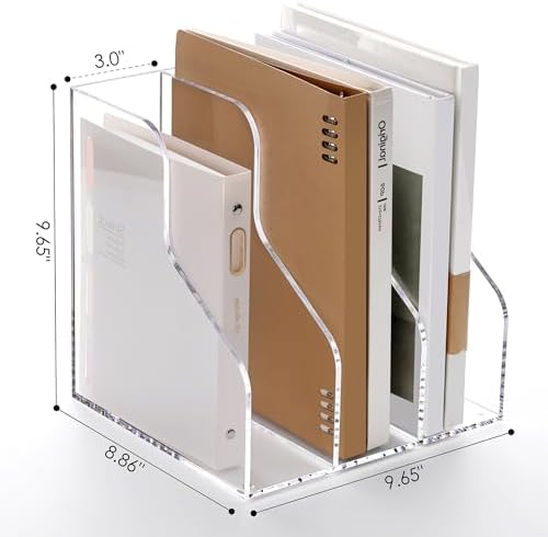 SANRUI Acrylic File Organizer, Clear Magazine Holder with 3-Section, A4 - Image 2