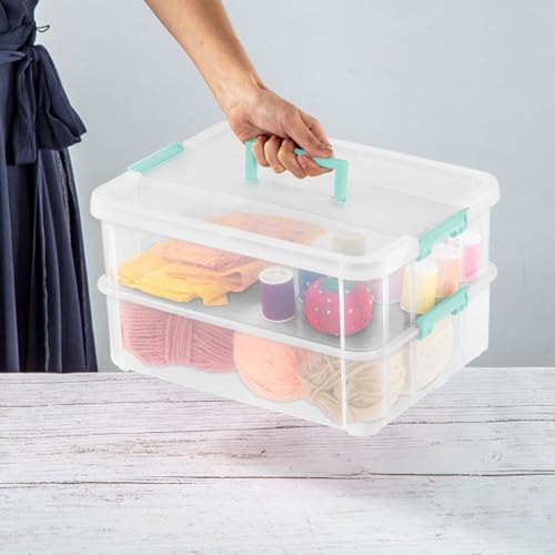 Sterilite Stack & Carry 2-Layer Handle Storage Box with Lids, 12-Pack - Image 4