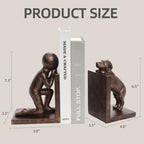 Decorative Bookends for Shelves, Human & Dog Antique Copper Resin Book Ends - Image 3