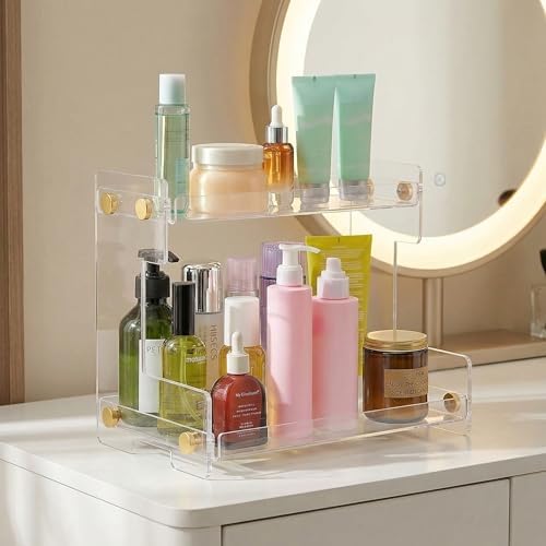 FFK Bathroom Organizer Countertop 2-Tier Storage：Bathroom Counter Organizer Acrylic Standing Holder Cosmetic Storage Perfume Shelf for Bathroom Bedroom Dressing Table1 - Image 4