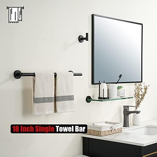 JQK Black Towel Bar, 20.5 Inch 304 Stainless Steel Thicken 0.8mm Towel Rack Bathroom, Towel Holder Matte Black Wall Mount, Useable Length 18 Inch, TB110L18-PB - Image 5