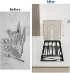 5-compartment kitchen utensil storage box with transparent lid - a fixed-compartment cutlery tray for kitchen drawer storage, a dust-proof container for forks, spoons, and knives - Image 4