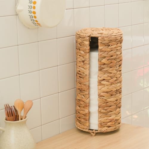 KOKODO Water Hyacinth Free Standing Toilet Paper Holder for Bathroom, Holds 3 Rolls of Toilet Tissue Storage with Removable Lid, Woven Wicker Toilet Roll Holder Stand with Easy Access Front Opening - Image 5