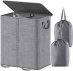 Lifewit Double Laundry Hamper with Lid, Removable Laundry Bags, Gray by Lifewit
