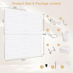 FZK Modular Plastic Peg Board Wall Organizer Kit, 12x12, White - Image 3